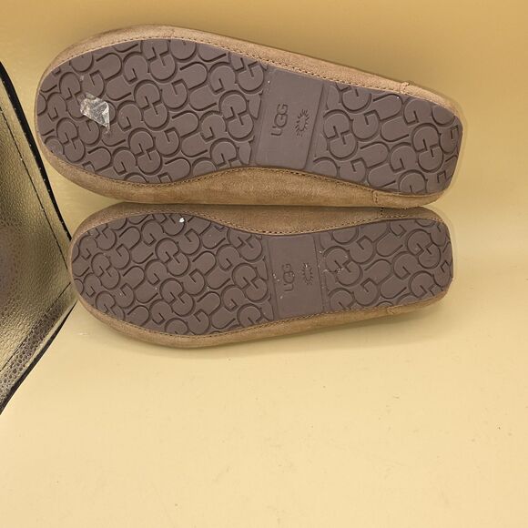 Ugg Dakota Slip On Shoes Loafers Slippers Moccasins Brown Leather Fur Womens 6 - Picture 8 of 10